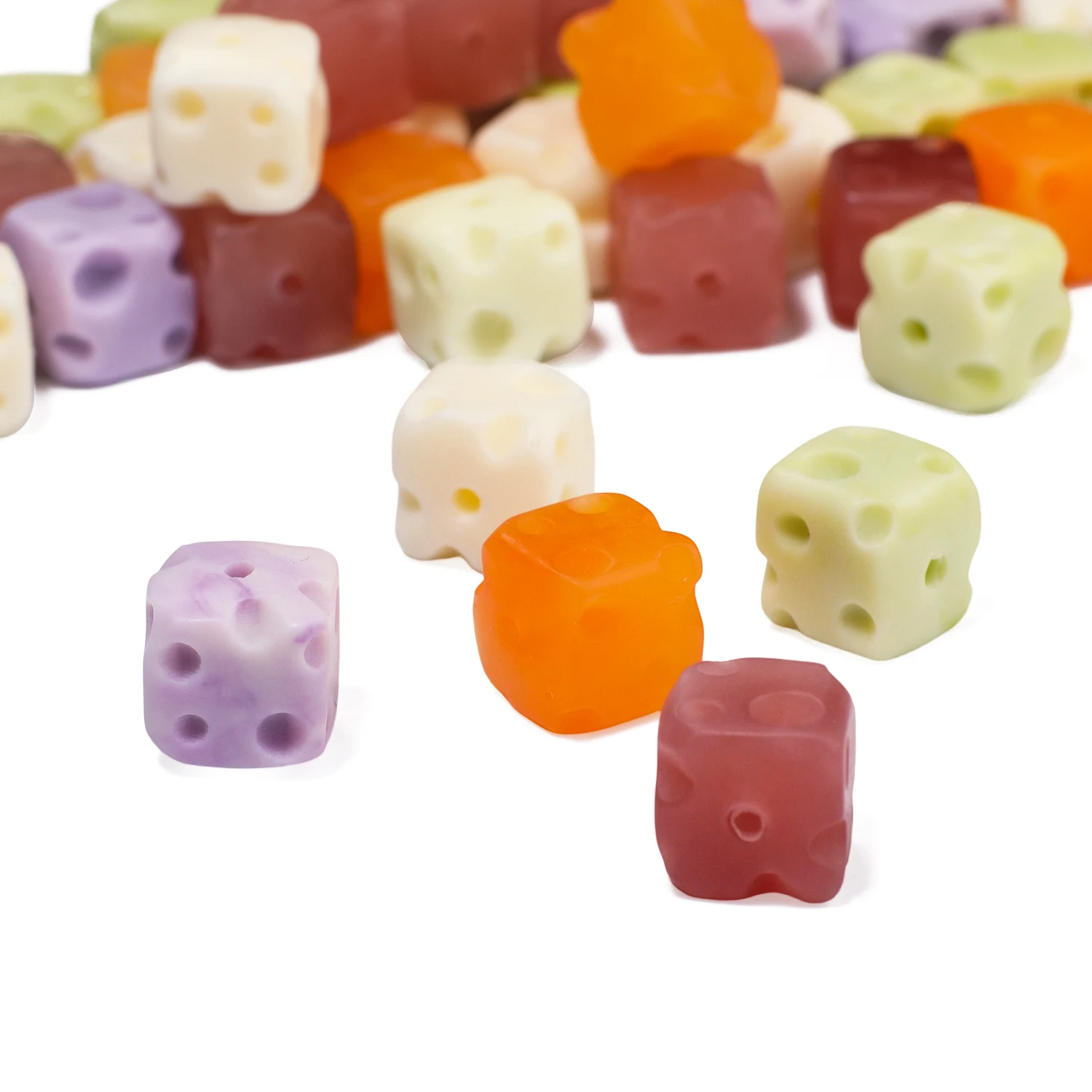9mm Multicolor Square Cheese Shape Shell Powder Beads Randomly Mix Colors Cube Spacer Beads for Handmade DIY Pendant Necklace
