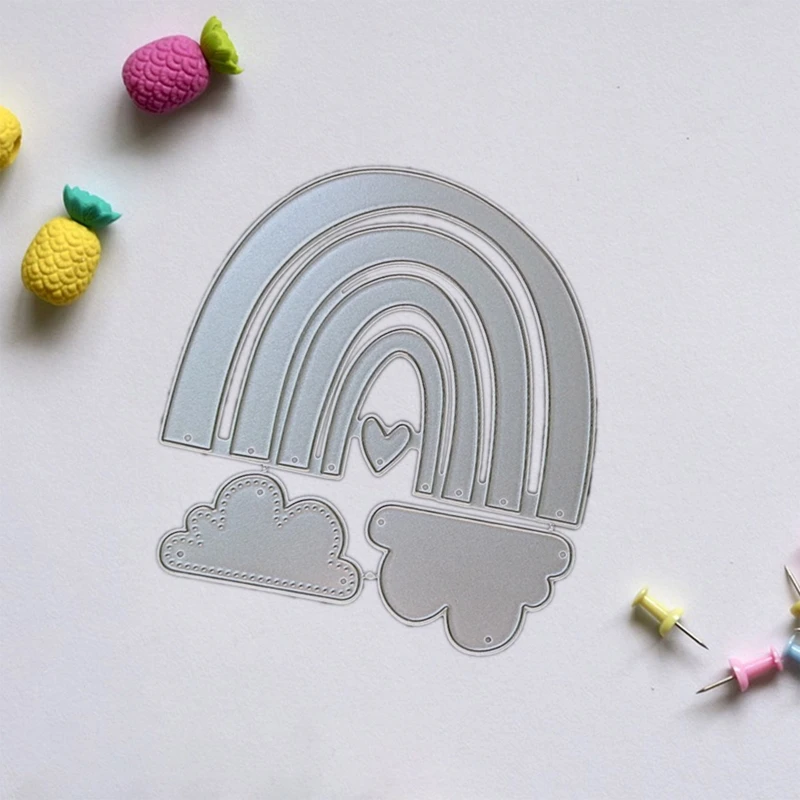 Carbon Steel Cutting Die Metal Rainbow Cloud Love Heart Die Cut Mold Template for DIY Card Making Scrapbooking Stencil Embossing