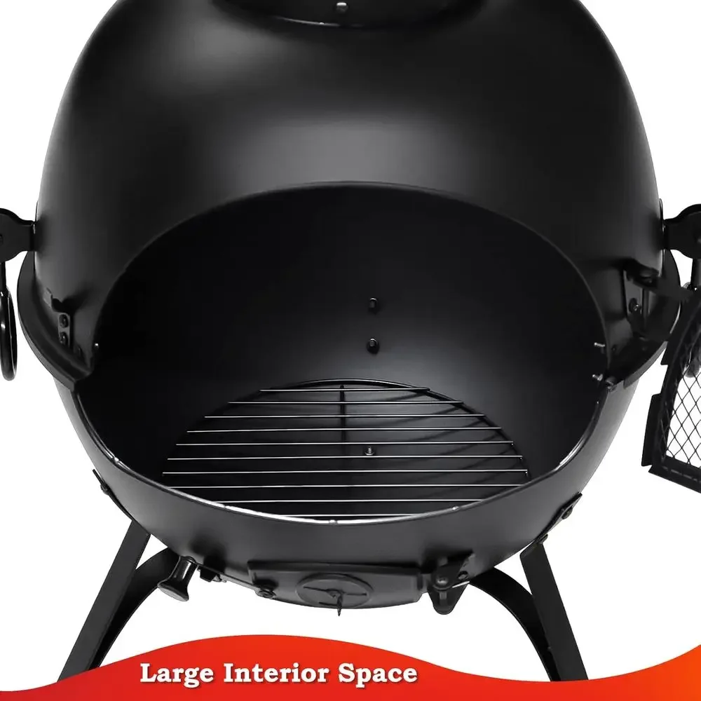 Outdoor Wooden Fire Pit with Chiminea Cover, Rust-Resistant Black Iron