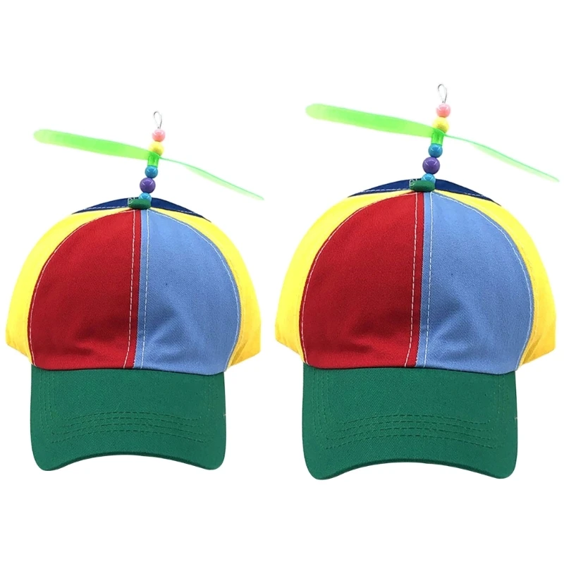 

Rainbow Color Baseball Hat with Detachable Propeller Funny Headwear Sun Hat Baseball Hat for Birthday Party Adult Hat