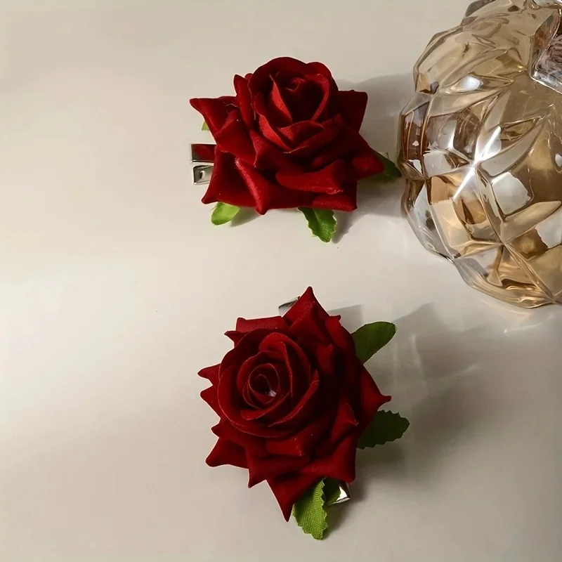 Pinza decorativa de flores rosas, accesorios para el cabello Vintage, adecuada para mujeres y uso diario, 3 elegantes