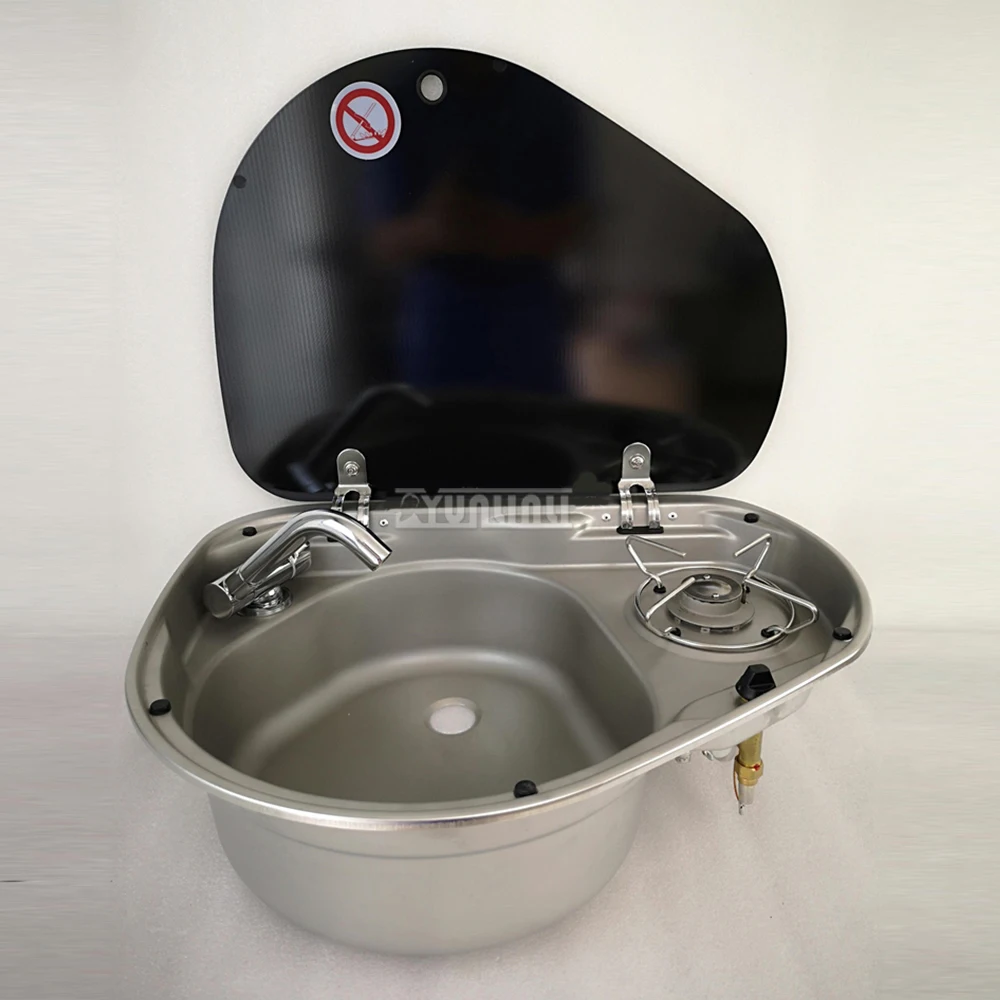 304 Stainless Steel RV Camping Wash Basin Sink with Flap for Caravan Motorhome  Stove Modification No  Included