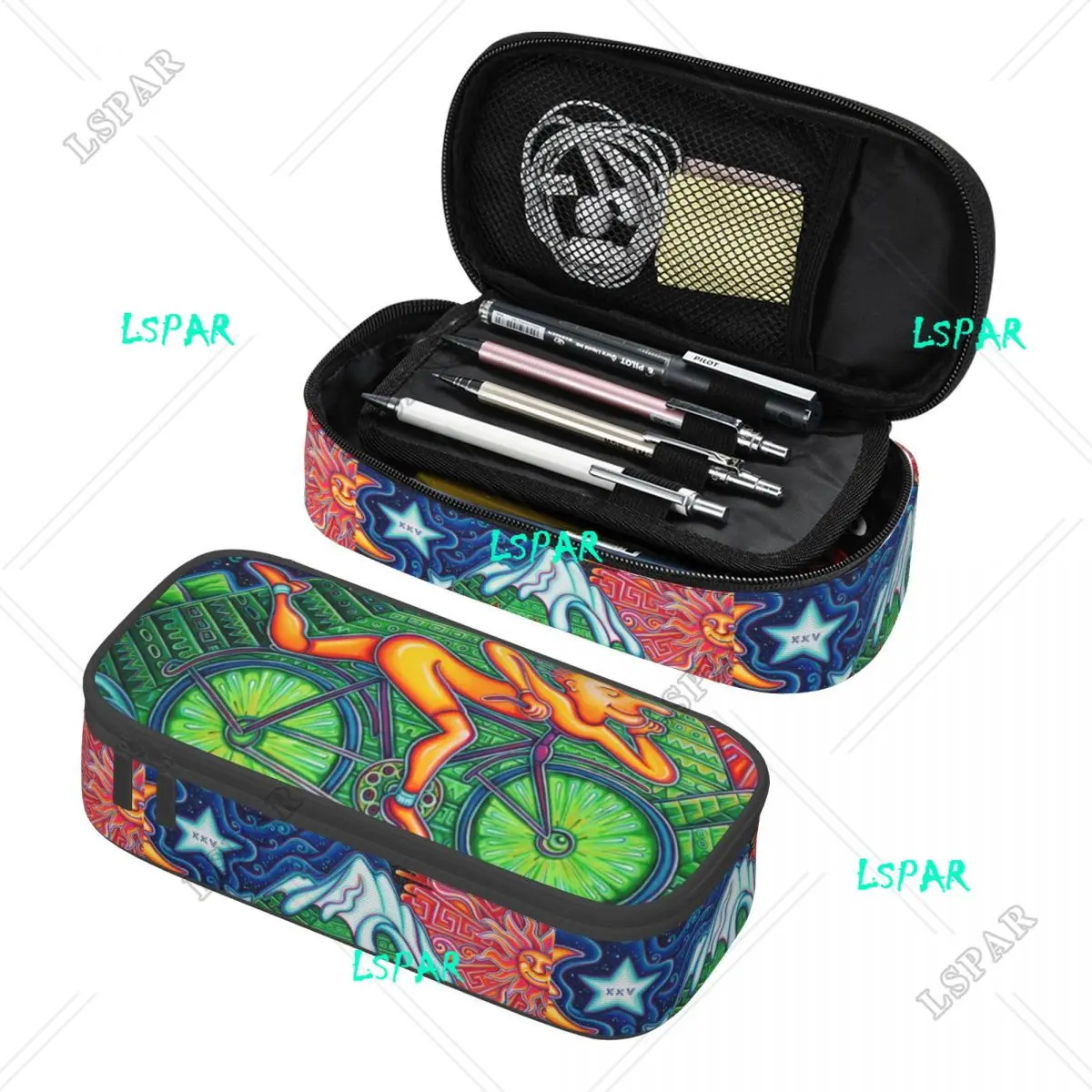 Customized Albert Hoffman LSD Bicycle Day Cute Pencil Case  Large Capacity Acid Blotter Party Pencil Bag School Accessories