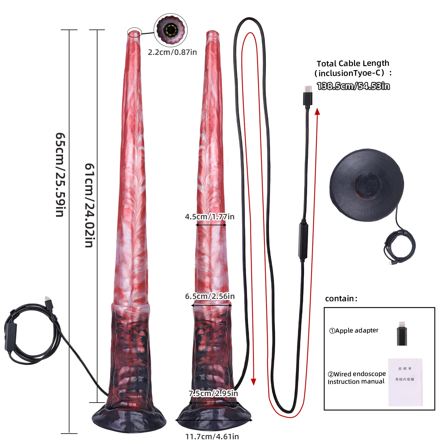YOCY Super Long Horse Diligence With 3MP HD Endoscope Camera Real-Time Viewing Anal Whip IP67 Waterproof Anus Massager Sex Toys view 6