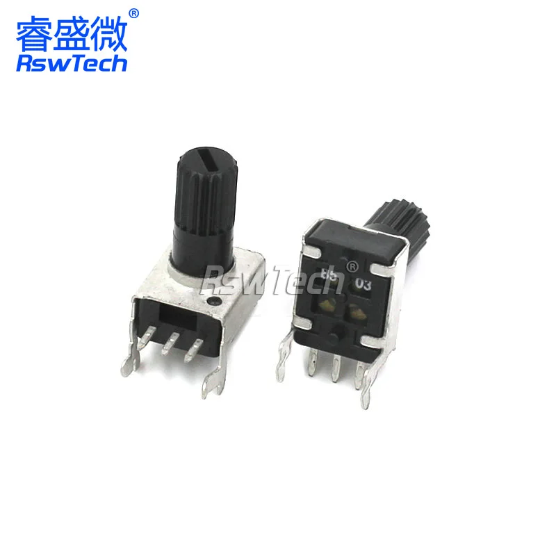 5 Stück 12,5 Potentiometer direktes Einstecken vertikal einstellbarer Widerstand vertikal 5k 10k 50k k 3-Fuß-langer Griff mm rv09 Typ