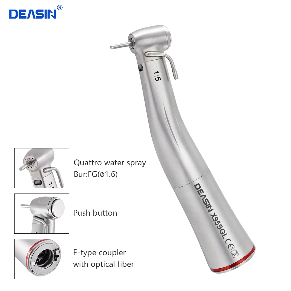 

Dental Surgical Material 1:5 Increasing LED Contra Angle Handpiece With External Irrigation Water For Implant