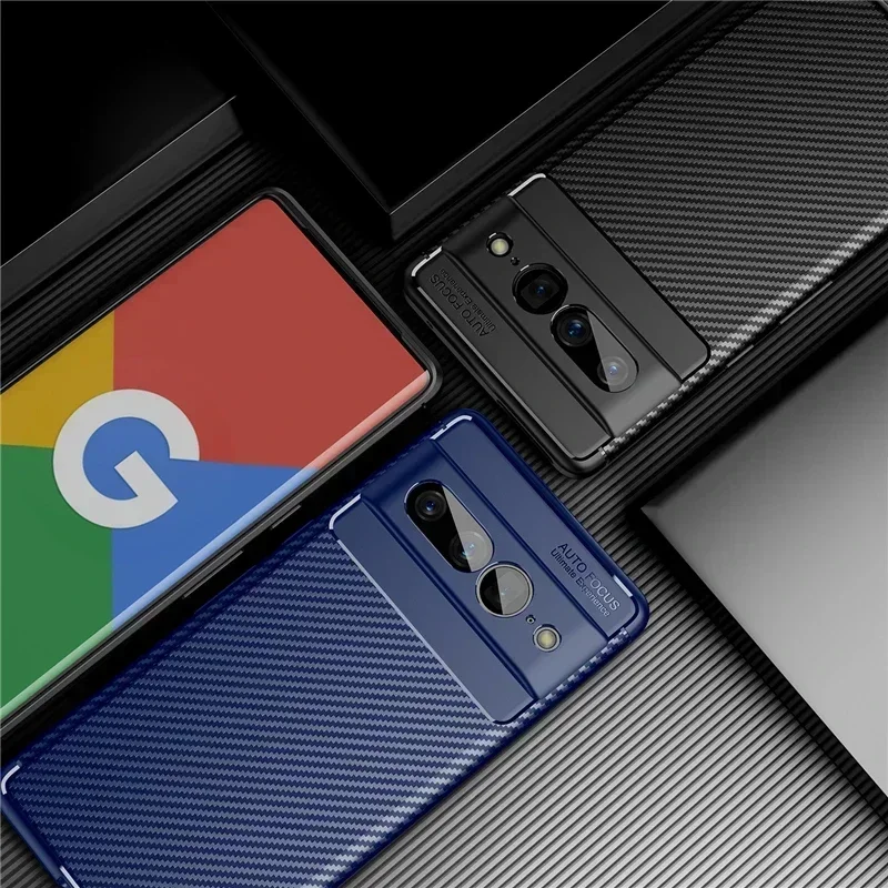 Pokrowiec z włókna węglowego do Google Pixel 7 Pro Etui Bumper Silicone Funda Google Pixel 7 Pro Ultra cienkie etui do Google Pixel 6 7A 8A