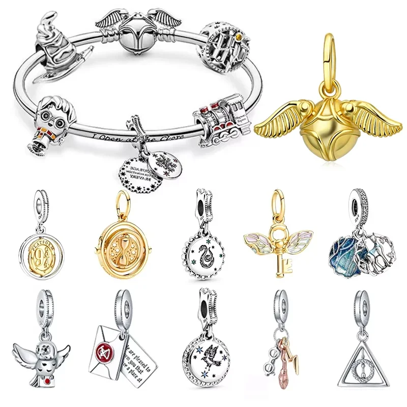 MINISO Charms Beads 925 Sterling Silver For 925 Original Harry 3mm Potter Bracelets Women Pendant DIY Jewelry Make Gifts