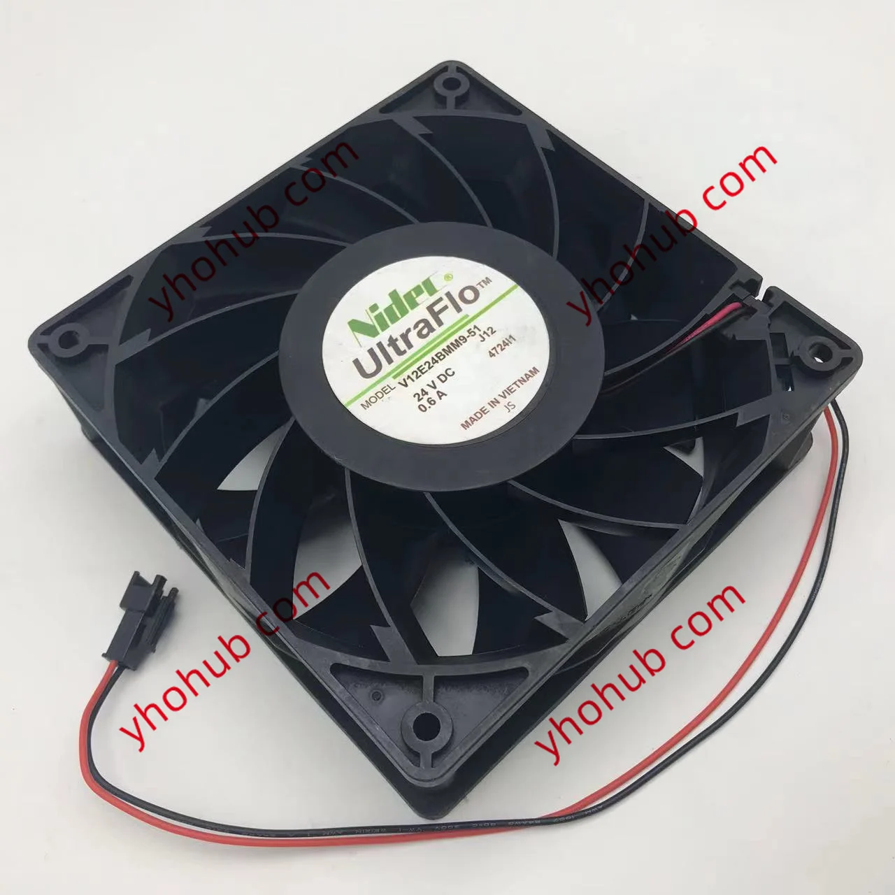 

Nidec V12E24BMM9-51 J12 4724I1 DC 24V 0.6A 120x120x38mm 2-Wire Server Cooling Fan