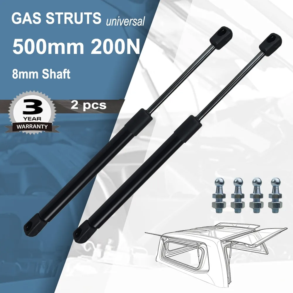 2PCS 500mm 200N Universal Gas Struts Lift Support Shock Damper Spring Rod for Caravan Canopy Toolbox Window Cabinet Hatch