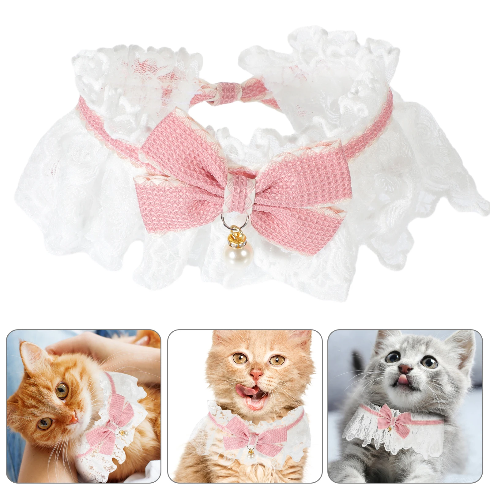 

Adjustable Bow Collar Kitten Puppy Pet Collars Decorative Lace Cat Dog Supplies Polyester Outdoor Wedding Party Photo