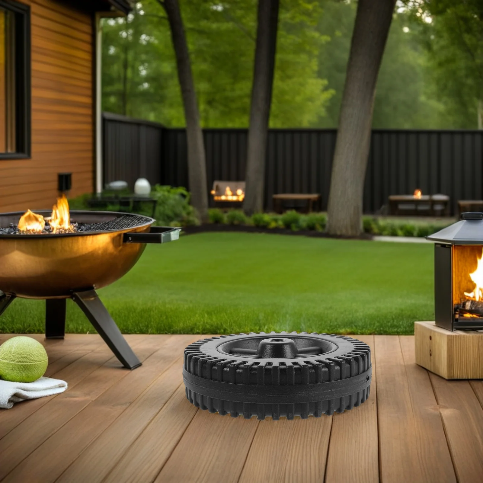 

4Pcs Outdoor Grill Cart Wheels Replacement 6 Inch Black Plastic Blow Molded Bbq Wheel Accessories Stable Directional Caster