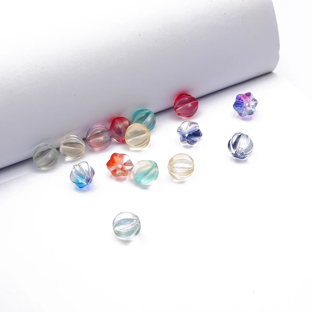 10pcs Lampwork Glass Czech Beads Drop Gradient Color 13mm x 10mm, Hole: 2mm, Waterdrop Beads for Jewelry Making DIY Ear Handmade