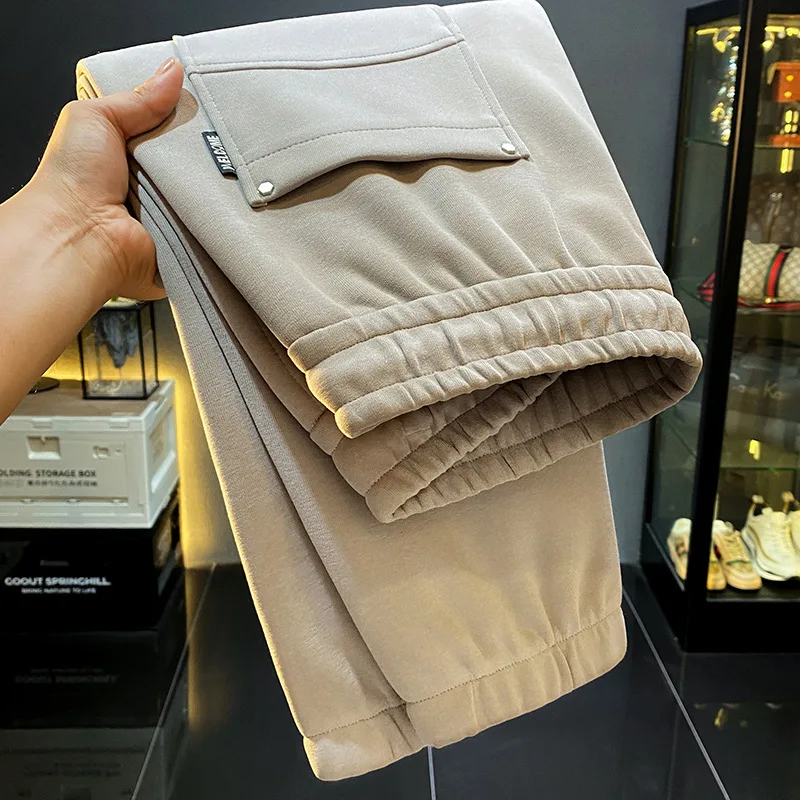 Pantalones de chándal elásticos sueltos para hombre, ropa de moda Coreana de alta gama, otoño e invierno, 2024