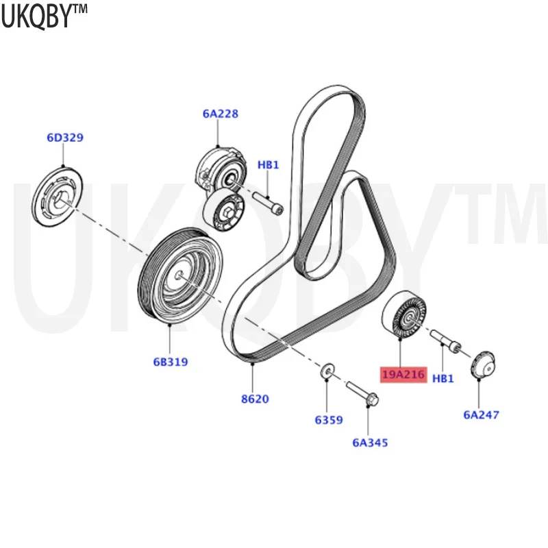 Ra ng e Ro ve r Ev oq ue 2012 Belt pulley assembly · Idler pulley bolt LR114017 LR071712