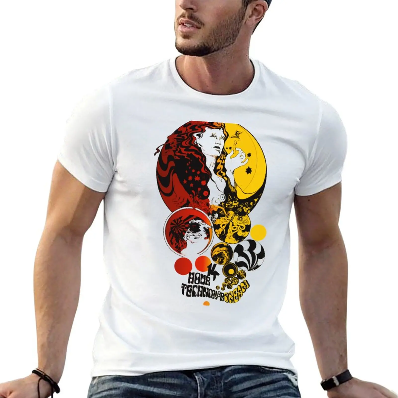 Camiseta The 14 Hour Technicolor Dream para homem, camisetas de algodão 100% para homem, camiseta slim fit