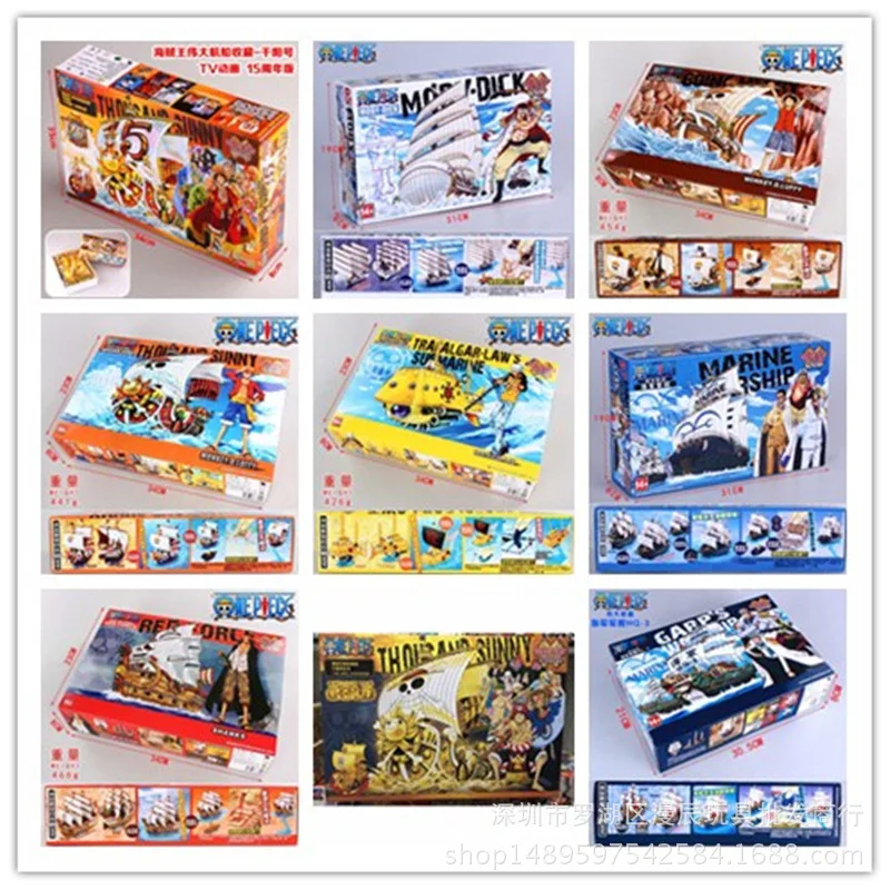 Anime One Piece Marine Pirate Boat Thousand Sunny Figurines Manga Statue Pvc Action Figure Collection Model Assembled Ship Toys