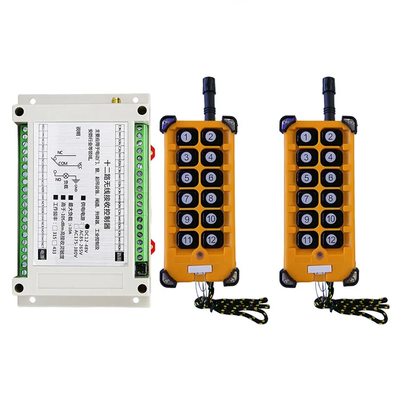 

3000m DC 12V 24V 36V 48V 12CH Radio Controller RF Wireless Remote Control Overhead travelling crane System Receiver+Transmitter