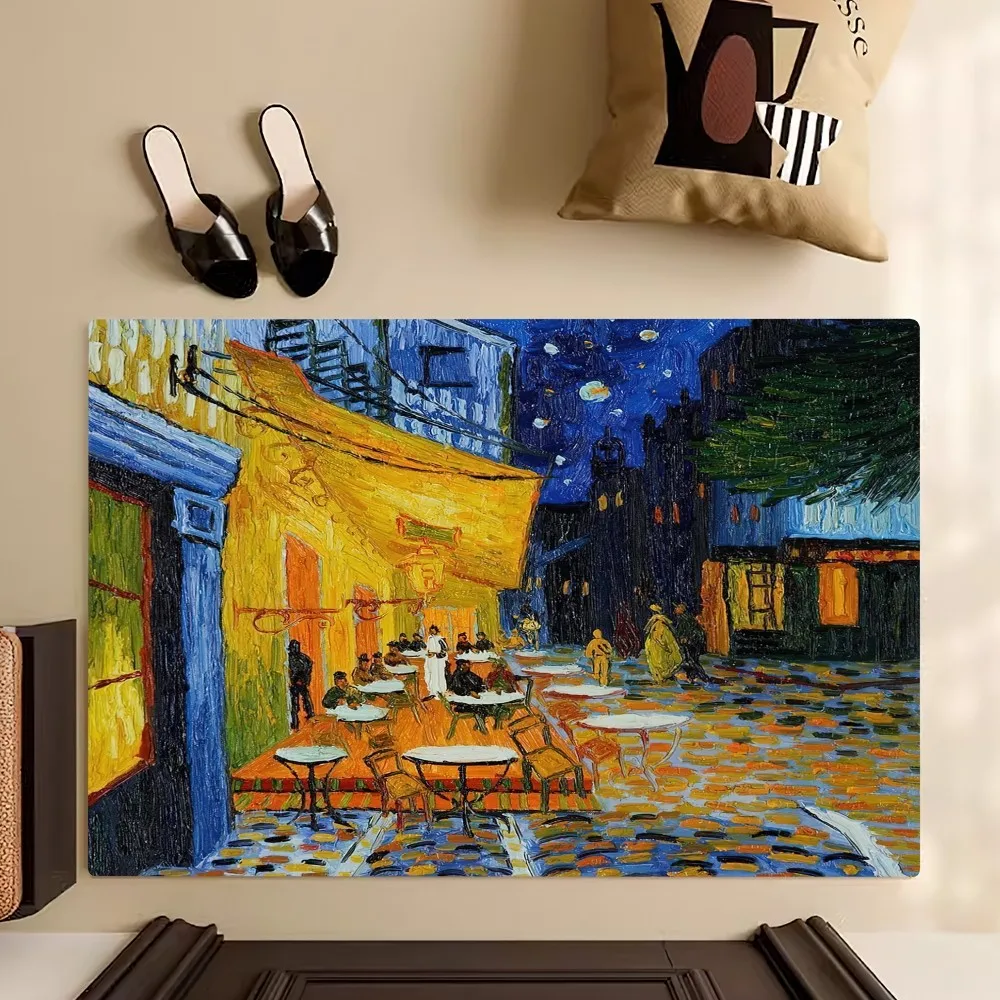 Vincent Van Gogh The Starry Night Floor Mat Bedroom Kitchen Door Bath House Super Absorbent Foot Non-slip