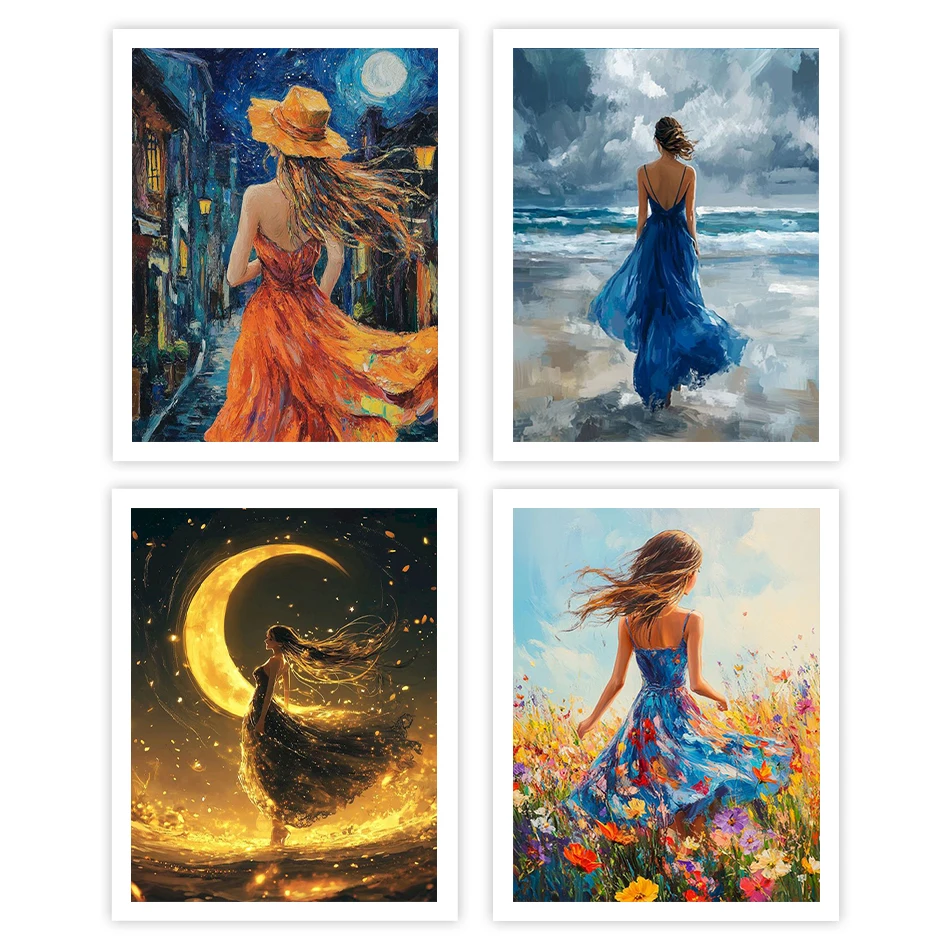 

GATYZTORY Oil Painting By Numbers Girl back view Picture Drawing Handiwork Art Coloring By Numbers Acrylic Paints Color Markers