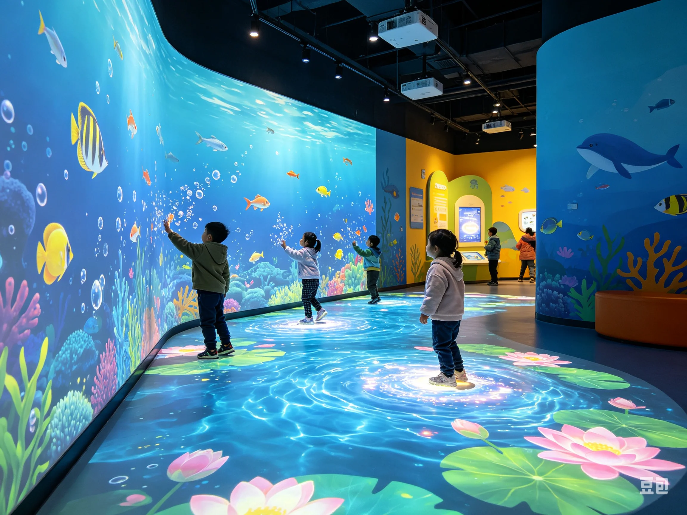 3D Immersive Projection Mapping Interactive Room System Lidar Sensor Kit With Projection Software For Museum Exhibition Hall