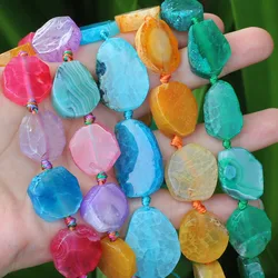 20-30mm Natural Agate Faceted Multicolor Loose Beads 16inch , For DIY Jewelry Making !