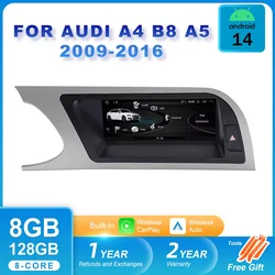 Android 14 Car Screen Player For Audi A4 B8 A5 2008-2017 MMI GPS Navi Multimedia Stereo 8+64GB WIFI 4G Google CarPlay Radio