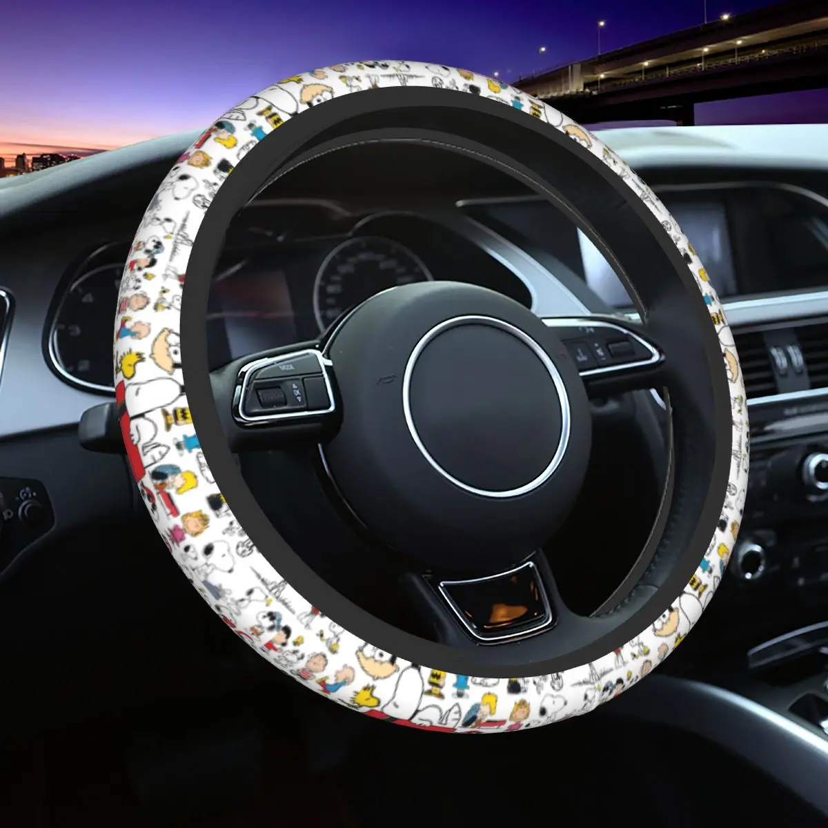 S-Dog-Snoopies Universal Steering Wheel Cover for Truck Anti-Slip Car Steering Wheel Protector 15 Inch 37-38cm Auto Accessories view 2