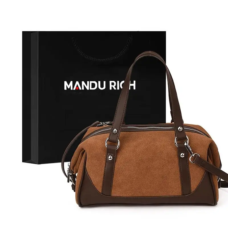 

Новая сумка 2026 года: высококачественная, модная и универсальная, в ретро-стиле, уличная, розово-коричневая, замшевая, модель Boston, в нежном ретро-стиле.