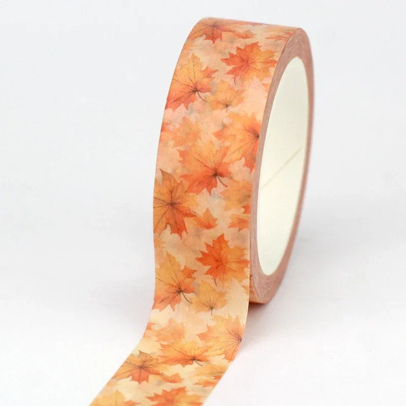 NEW 1PC 10M Deco Cute Autumn Acorns Oak Leaves Beige Washi Tape for Scrapbooking Journaing Adhesive Masking Tape Papeleria