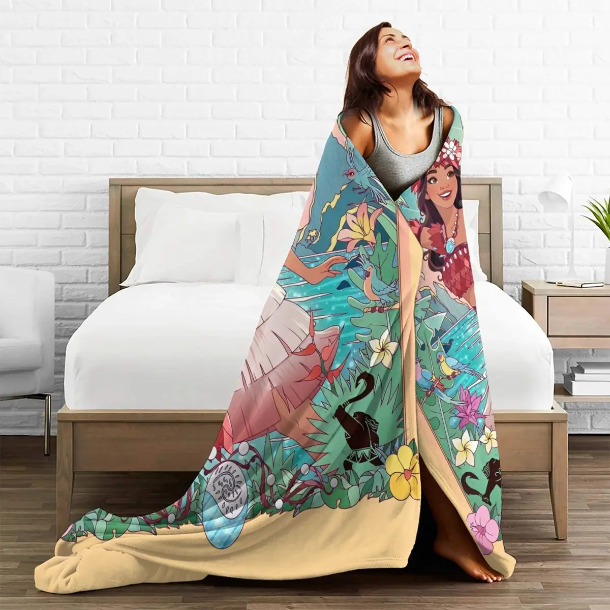 Cartoon Moana Blanket 3D Printing Picnic Flannel Throw Blanket For Outdoor Super Warm Custom Quality Bedspread Birthday Gift