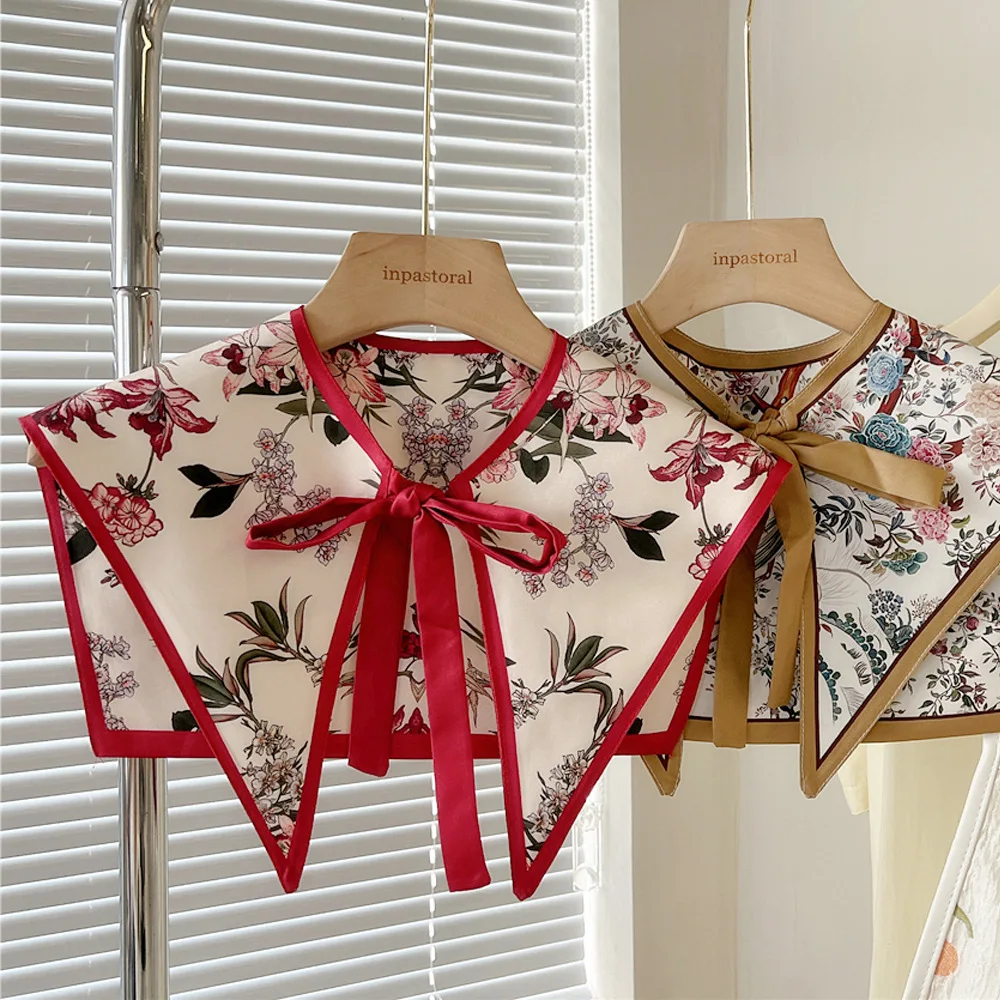 Obrázek 5: Jaro móda mazat malba květinová potištěné falešný límec šála polyesterová hedvábí trojúhelníkové límec shawls bedra dávat pozor falešná límec