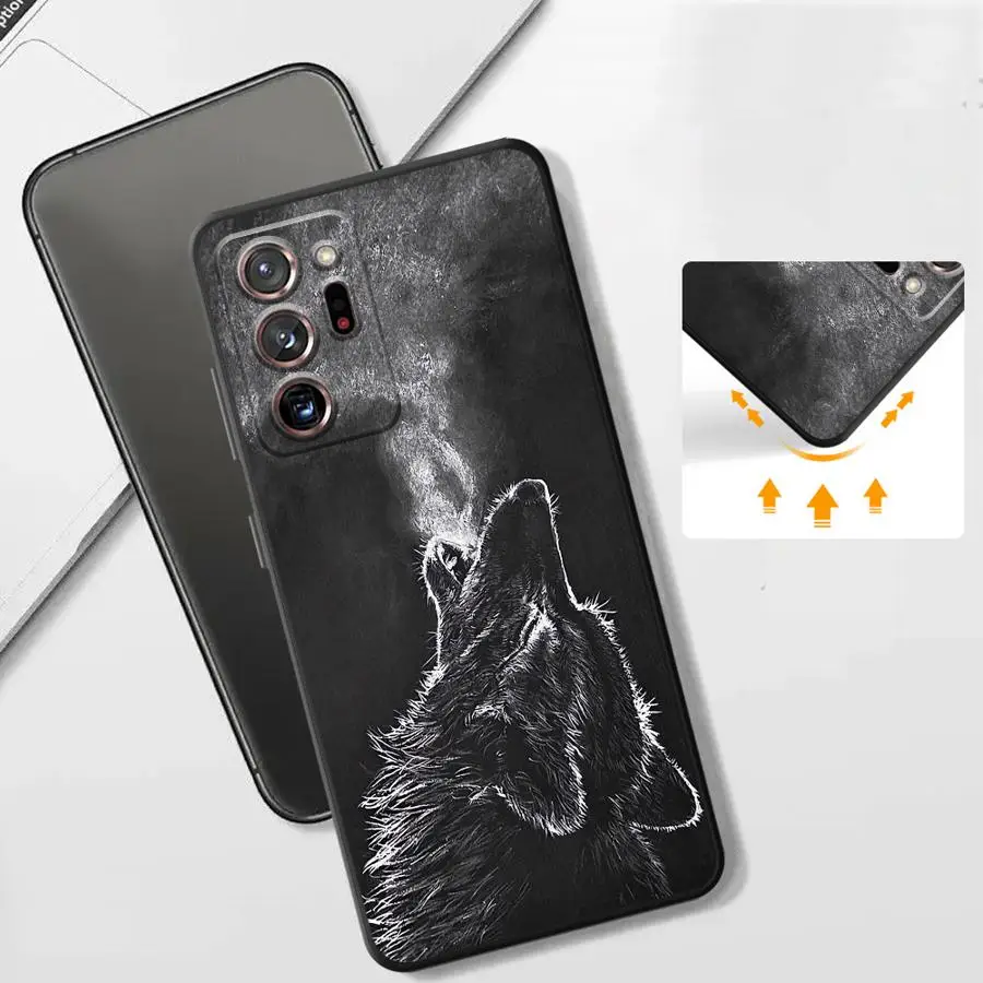 Custodia morbida per telefono Cool Wolf nera per Samsung Galaxy Note S10 10 Plus 8 S9 20 Ultra 9 S8