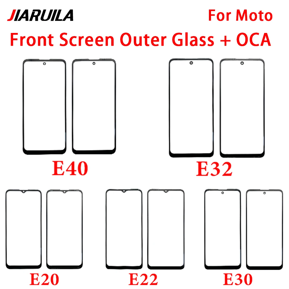 GLASS + OCA LCD Front Outer Lens For Moto E13 E20 E22 E30 E32 E40 E6i E6S E7 E6 E5 Plus E7i Power Edge 20 Pro Touch Screen Panel