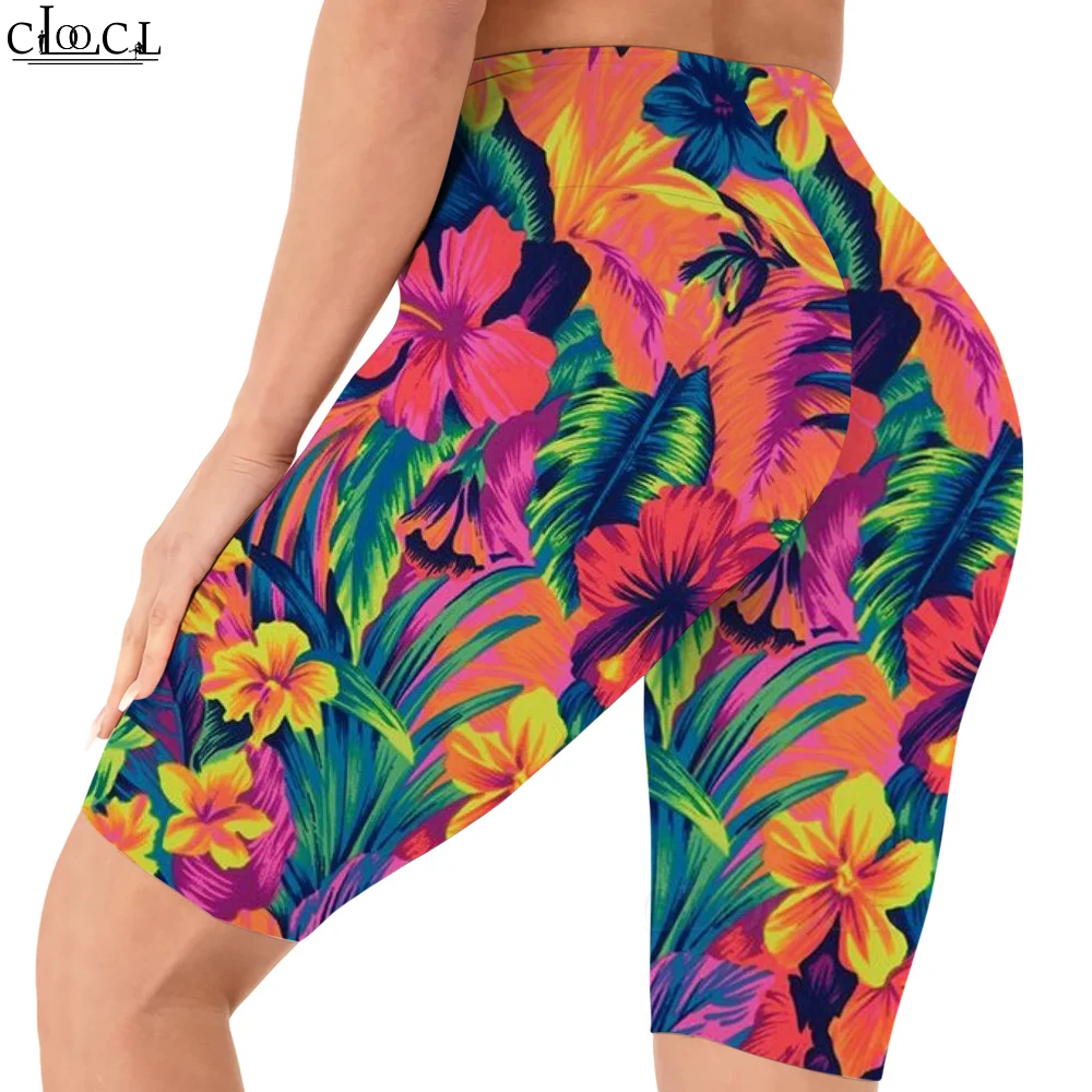 Cloocl lindas flores quebradas leggings padrão 3d impresso shorts feminino sexy ginásio moletom para mulheres biker shorts esportivos