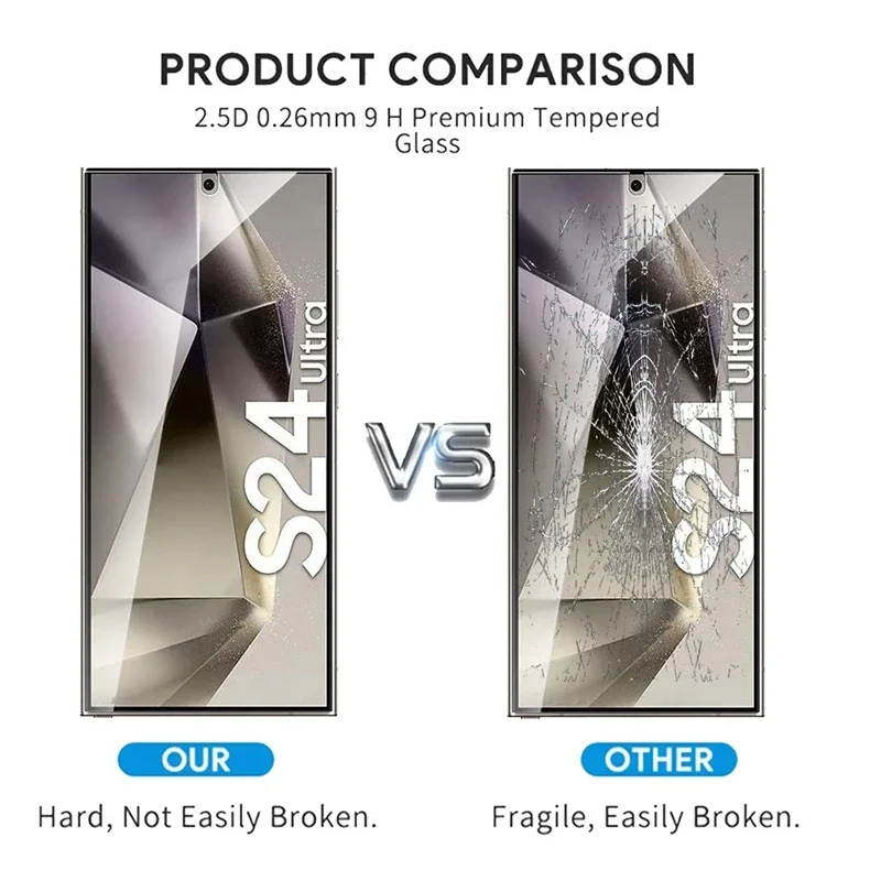 4PCS Full Cover Tempered Glass For Samsung Galaxy S24 Ultra S24 Plus Fingerprint Screen Protector S25Ultra Protective HD Glass