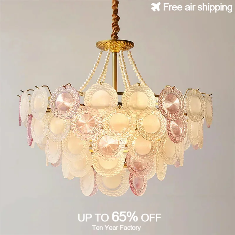 الذهب الفرنسي كريستال تعليق الثريا الخفيفة مع بلورات زجاجية لغرفة المعيشة غرفة نوم غرفة الطعام ضوء السقف الزخرفية