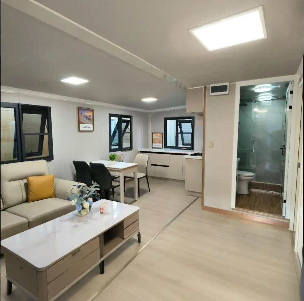 Tirai Kaca Dinding Baja Rumah Kontainer yang Dapat Diperluas Pencegahan Salju yang Dapat Dilipat untuk Penggunaan Hotel dan Villa