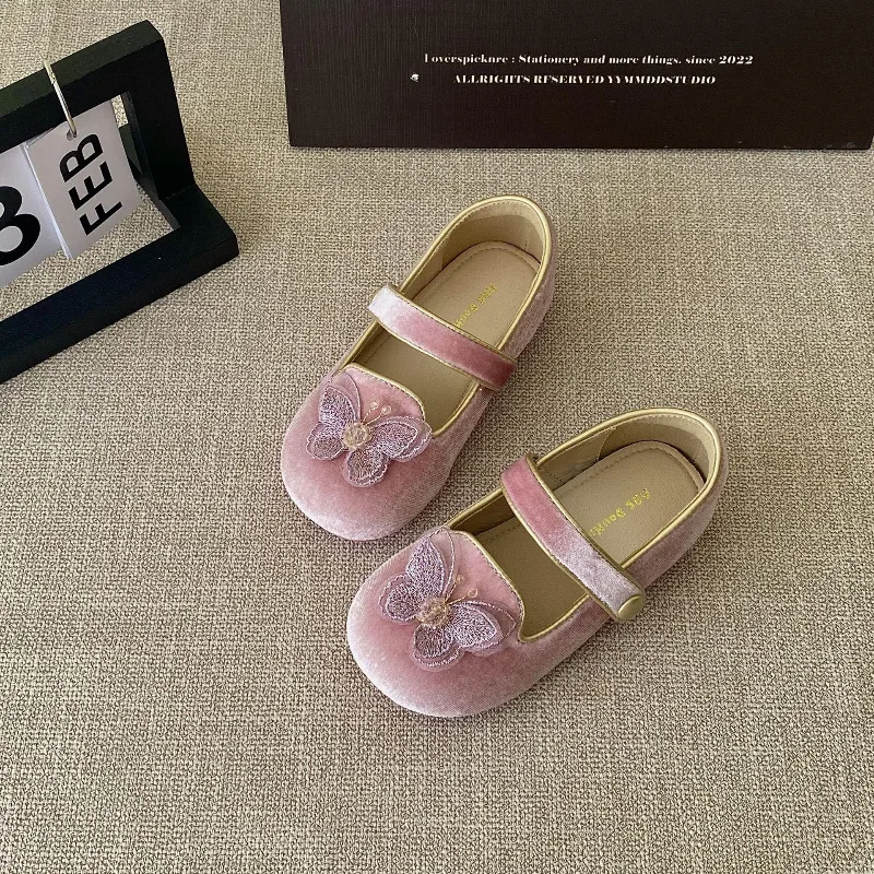 Zapatos para niñas, primavera Otoño, marca para niños pequeños, vestido de princesa Mary Jane, bailarinas de fiesta, sandalias para niños, suela suave de mariposa a la moda