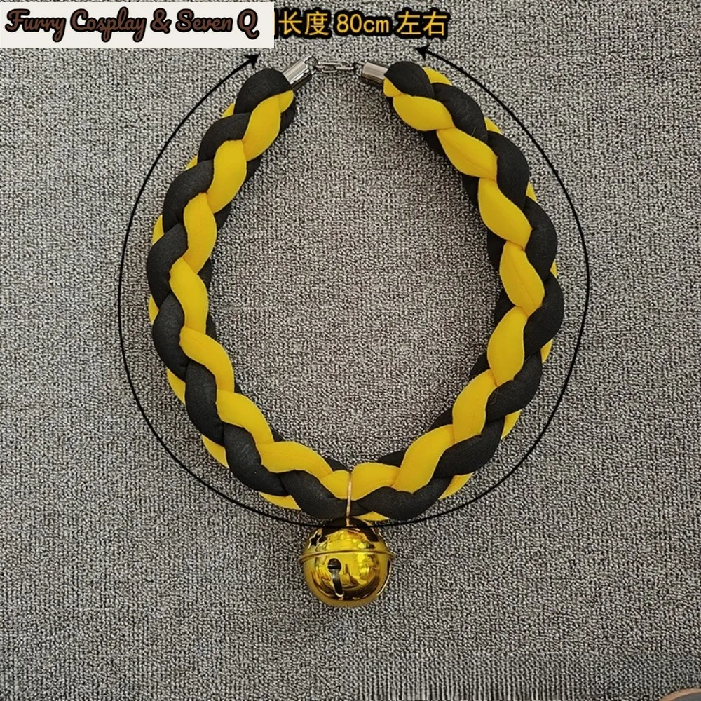 Handwork Furry Cat Wolf Fox Rope Woven Bell four-strand braided Fursuit Accessories Cute Necklace Cosplay Customizable