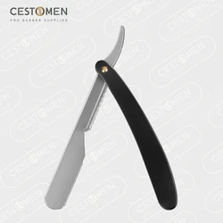 Rasoio di sicurezza a lama singola con manico nero in plastica resistente pieghevole Classic Slide Out Straight Razor Barber Professional Razor