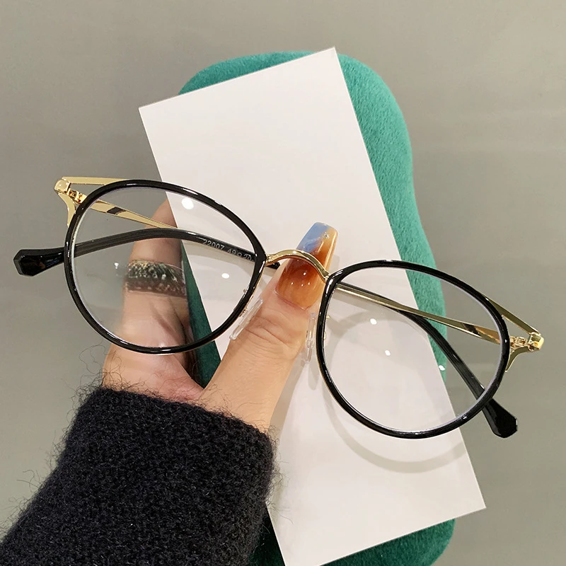 Metal Round Anti Blue Light Glasses Women Men Classic Eyeglasses Frames Transparent Computer Glasses