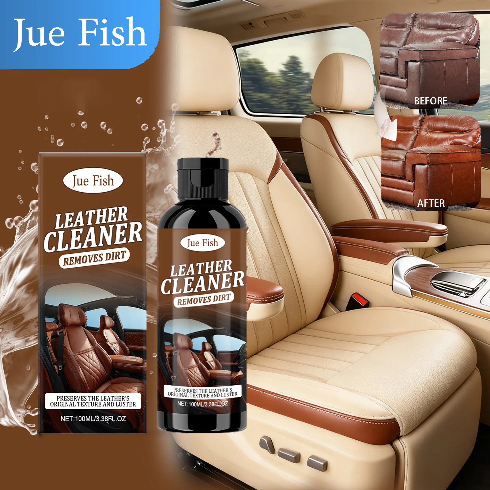 Limpiador y acondicionador de cuero profesional, 100ml, evita que el desgaste de grietas, cuidado Interior del coche, restaura el Protector de granos, cuidado automático