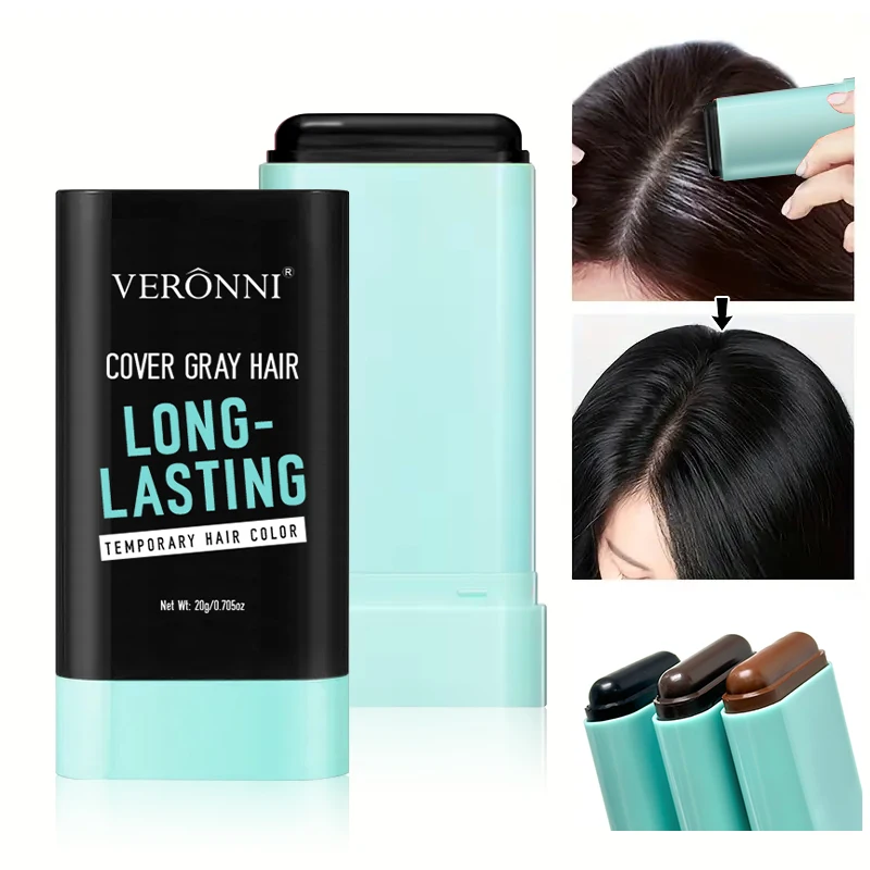 VERONNI Temporary Hair Color Stick,Long Lasting Instant Gray Hair Cover Stick,Quick Touch-Up Concealer for Root,Cover White Hair