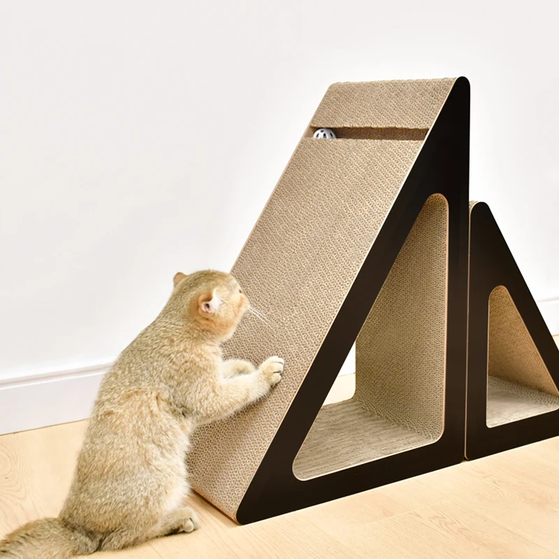 Triangular cat scratching board toy corrugated paper vertical cat scratcher durable cat scratching mat