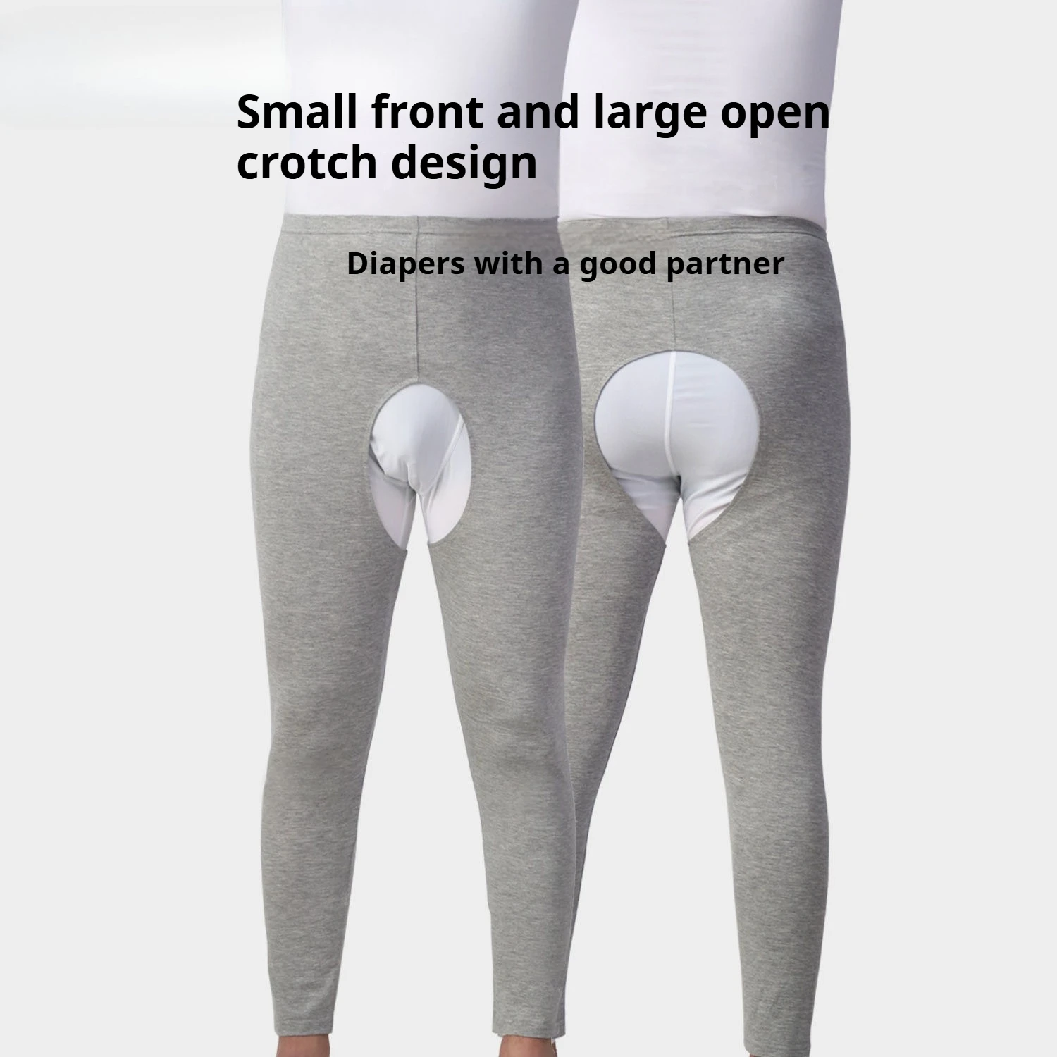 Graphene Antibacterial Open-crotch Pants Men's Crotch-free Breathable Leggings Elderly Cotton Comfortable Winter Pajama Trousers