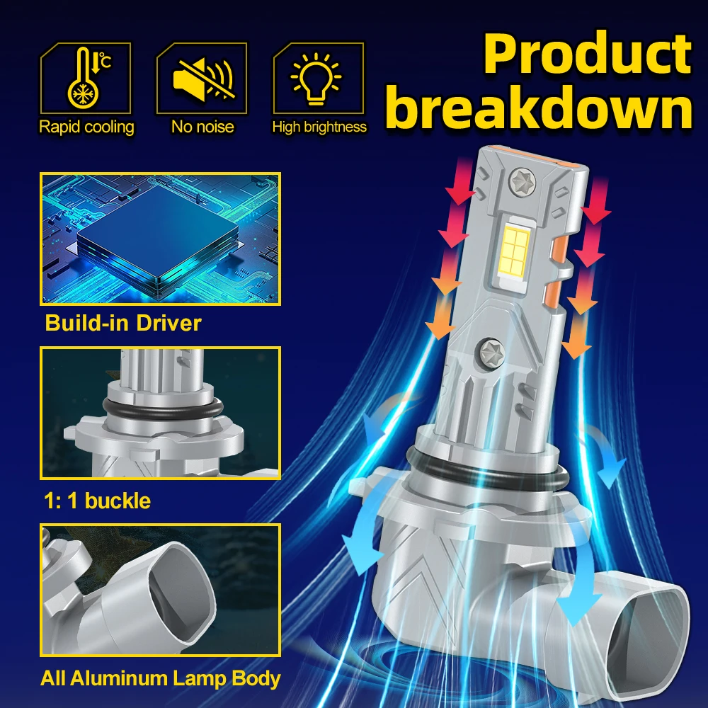 

Для Chrysler 300C 2005-2009 9005 9006 светодиодные лампы для фар 6000k супер белые автомобильные лампочки