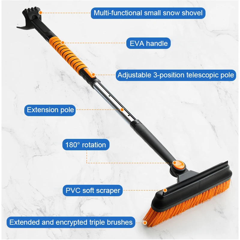 Car Snow Brush Shovel 3 in 1 5 in 1 Retractable Winter Snow Shovel Ice Removal Scraper Auto Cleaning Tool Accessories