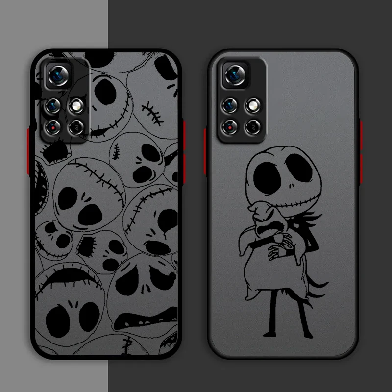 The Nightmare Before Christmas Phone Case For Redmi Note 13 12 11 10 Pro Plus Pro S T 5G Matte Frosted Translucent Cover