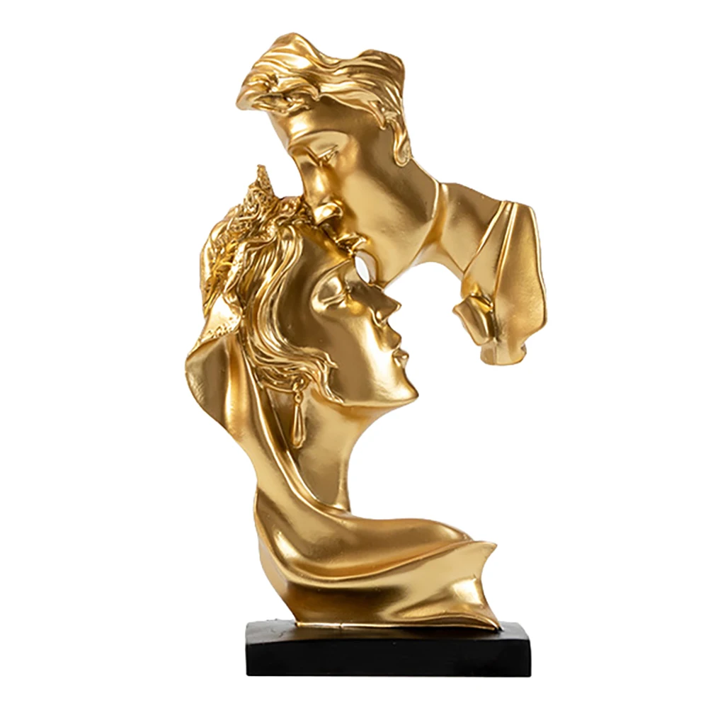 

Abstract Figure Statue Resin Ornaments Gold Sculpture Crafts Kissing Couple Statue Love Couples Model Wedding Gifts